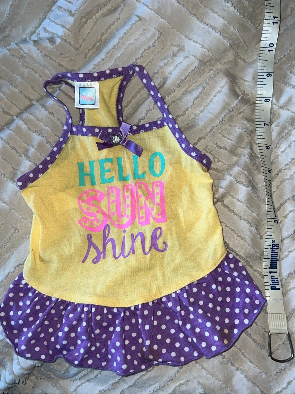 Dog Hello Sunshine Yellow & Purple Polka Dot Sundress